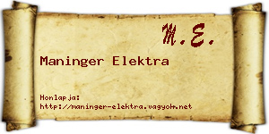 Maninger Elektra névjegykártya